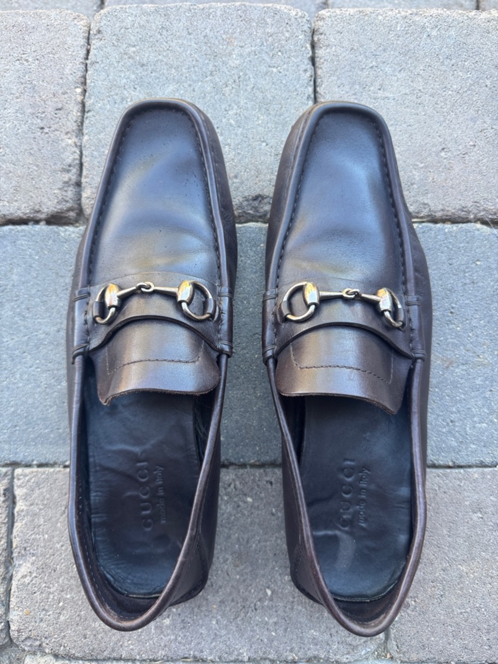 Gucci Brown Leather Horsebit Slip-On Loafers